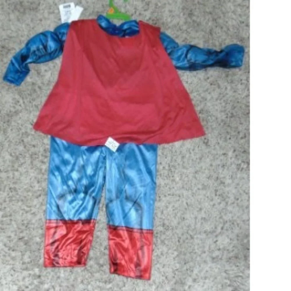 Superman Muscle Halloween Costume 3T/4T Jumpsuit & Cape DC Comics Boys Toddler